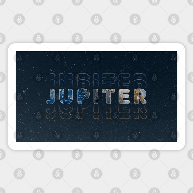 Typography Planet Jupiter: King of the Planets V02 Sticker by Da Vinci Feather